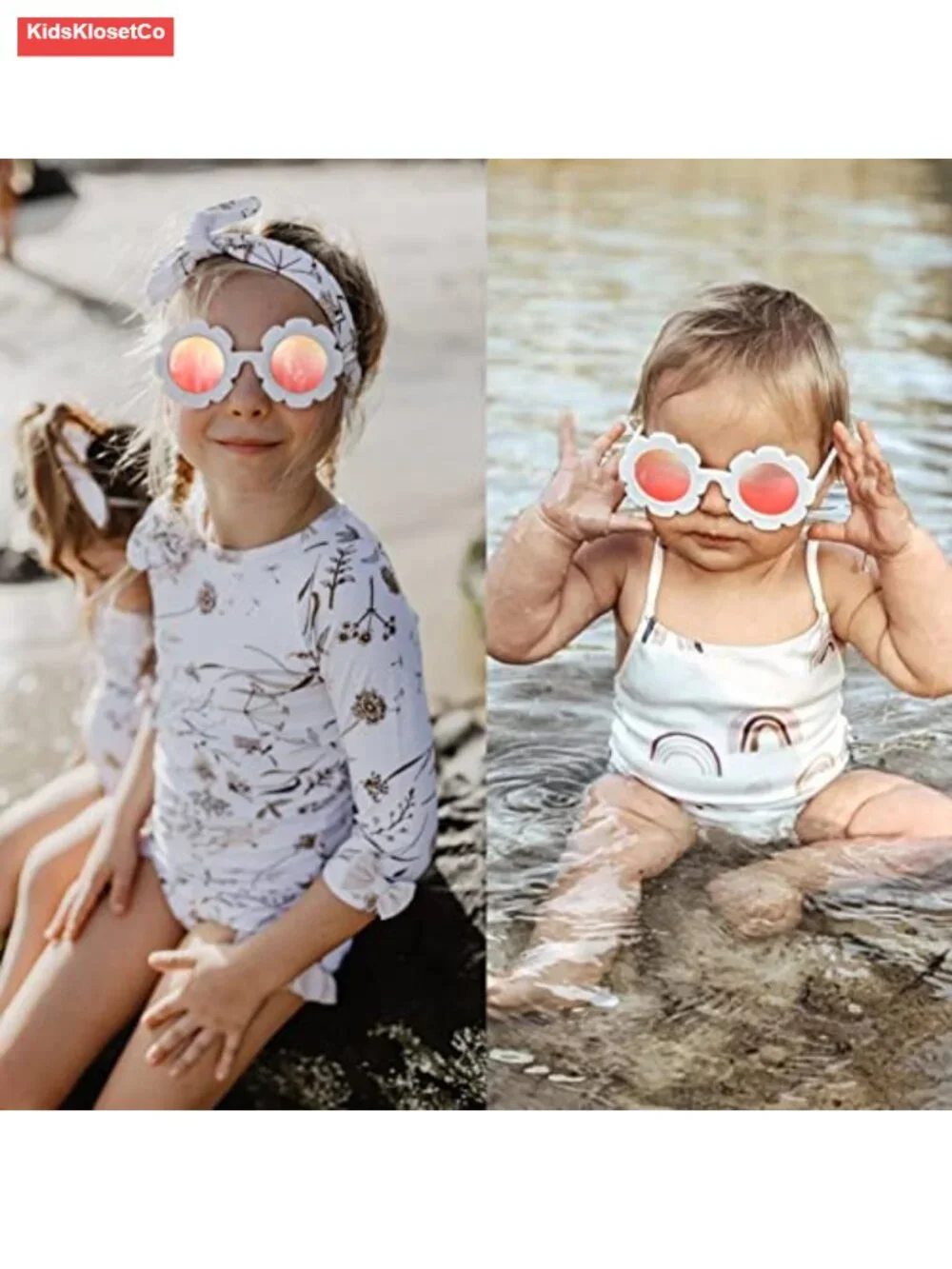 Bendable Cute Flower Polarized Round Sunglasses for Toddler Age 2-8
